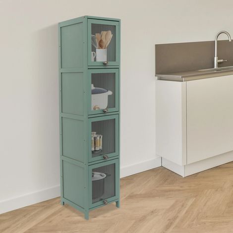 4 Schichten Klemmschrank, kleiner Bodenschrank mit transparenter Klapptür, 30  33  140 cm