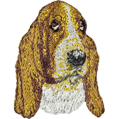 Basset Hound: parche con forma de perro, parche bordado, decoración única para mochilas de Art-Dog. (1/3)