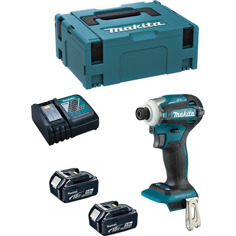 Makita - Avvitatore a impulsi a batteria 18V, 2x batteria 5,0 Ah LXT, caricabatterie DTD172RTJ (1/10)