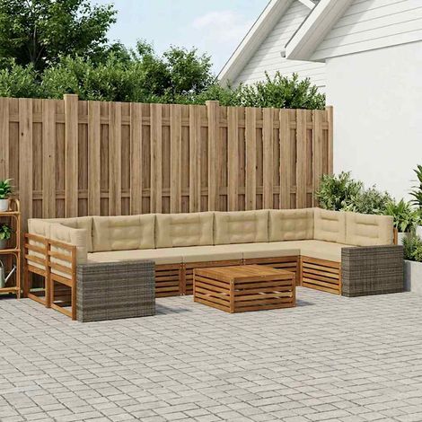 vidaXL Outdoor-Sofagarnitur 8 pcs Natur und Beige (1/5)