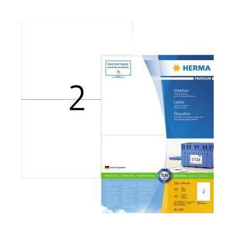 Universaletikett PREMIUM 210 x 148 mm (B x H) nicht wieder ablösbar Papier weiß 200 Etik./Pack. (1/4)