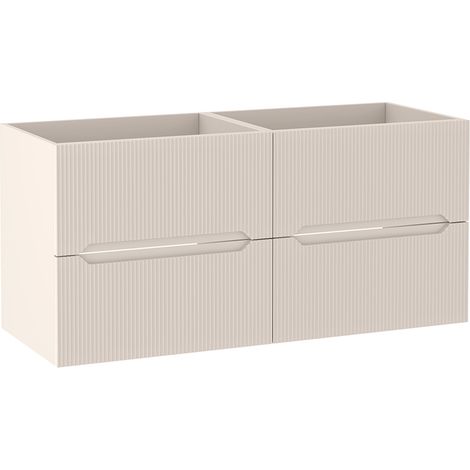 Meuble sous vasque suspendu L.120 cm cachemire mat façade rainurée NOVO Furnidea (1/5)