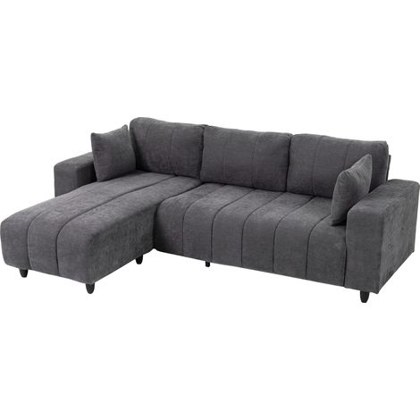 Canapé d'angle modulable 242 cm. 3 places en L. méridienne réversible. 2 oreillers. tissu aspect lin gris. s'adapte à votre espace de vie. agencement personnalisable pour votre salon (1/5)