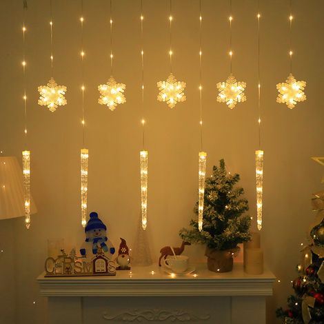 Luci di Natale - luci a catena a forma di cono gelato e fiocco di neve - decorazioni a stella e luna - luci a catena in cuoio - luci a tenda (1/2)