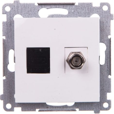 Simon 54 Antena y conector para ordenador tipo F + RJ45 cat.6 blanco DASFRJ45.01/11