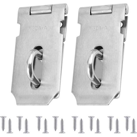Verrou de porte robuste en deux parties avec moraillon et agrafe, loquets en acier inoxydable, verrou de porte avec 16 vis, 10 cm (4 pouces) (1/5)