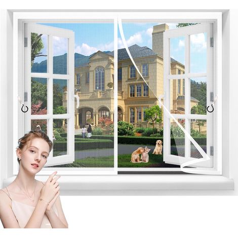 Fenêtre Moustiquaire Rideau Moustiquaire,140x140cm Porte Sans Perçage Moustiquaire de Porte,Rideau Anti-Moustique Porte pour Chambre,Couloirs,Porte Patio Blanc (1/5)