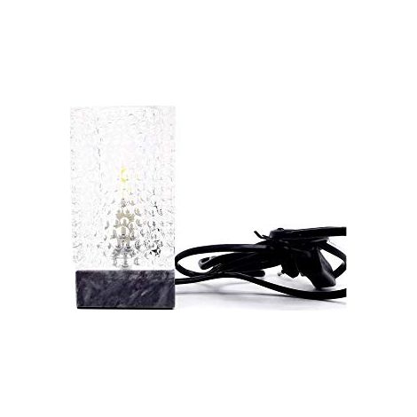 Lampada da Tavolo Base Marmo Nero Corpo Cristallo Intagliato (1/4)