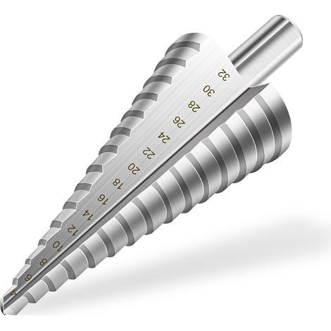 flintronic Foret Étagé, 4-32 mm Fraise Etage Metal Triangle Conique Titane HSS, Tige Triangulaire, Meche Etage Metal pour Visseuse sur Métal Acier, Bois, Laiton, Aluminium, Plastique (1/5)