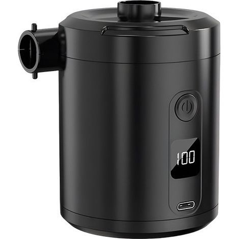 [NUNCA USADO] Bomba de aire eléctrica recargable de 5200 mAh con pantalla digital, inflado rápido de 280 L/min, 3 boquillas + sellador de bolsa de vacío, portátil para colchón y piscina, color negro