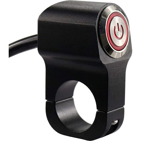 Interrupteur à bouton unique, interrupteur étanche 12 V pour moto, interrupteur rouge de guidon de 22 mm, convient aux interrupteurs à bouton-poussoir pour véhicules électriques, aux quads de course (1/5)