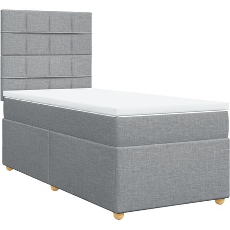 Maison Exclusive - Boxspringbett mit Matratze Hellgrau 100x200 cm (1/5)