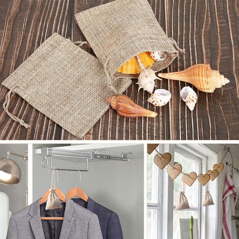 Lot de 20 - Jute Sac À Cordon Sachets En Sacs Cadeau - Pochettes Sachets En Lin Chanvre Pochon Tissu Pour Dragees Lavande Calendrier (1/5)