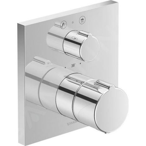 Thermostat de douche C.1 UP avec vanne de réglage / déverrouillage, carré, chromé (1/2)