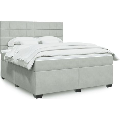 Cama box spring con colchón terciopelo gris claro 180x200 cm vidaXL (1/5)