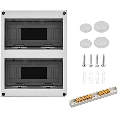 Boîte à fusibles en saillie - Répartiteur en saillie - Boîtier étanche IP65 pour pièces humides - Pour jardin, colonnes de chargement ou extérieur (24 modules) (1/5)