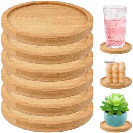 Dessous de verre en bambou transfrontaliers : disponibles en formes rectangulaires et irrégulières, de différentes tailles, adaptés aux tasses à thé, aux pots de fleurs et aux projets de b (1/5)