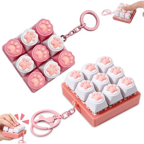 pezzi - Giocattolo antistress per tastiera - 9 tasti in silicone con zampe di gatto - Giocattoli antistress - Giocattolo per tastiera - Portachiavi - Giocattolo sensoriale antistress - tasto tastiera (1/5)