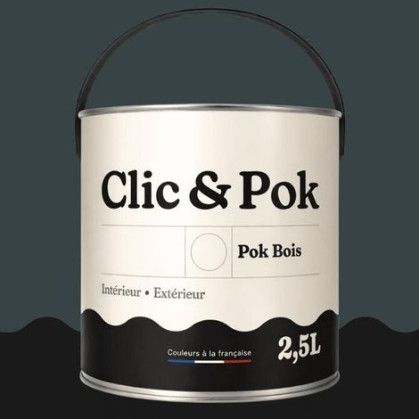 Peinture Bois Extérieur – POK BOIS - 2,5L - RAL 7026 - Gris granit- Résistante aux intempéries - Ne s'écaille pas