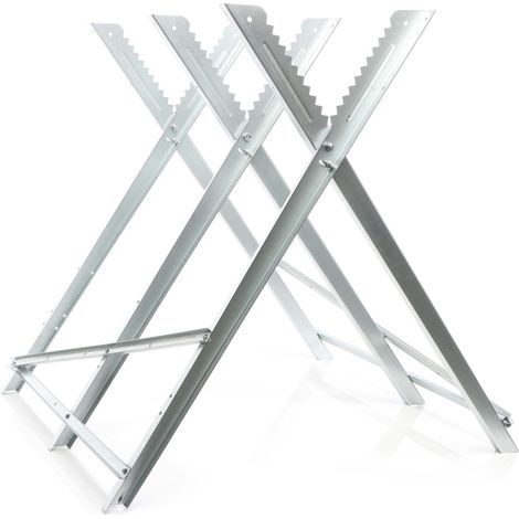 Wiltec Caballete de sierra plegable 3 soportes galvanizado troncos motosierra cortar leña 100 kg