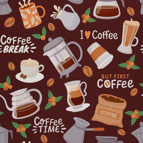 Telas decorativas para exteriores Oxford - Motivo café 2 (1/5)