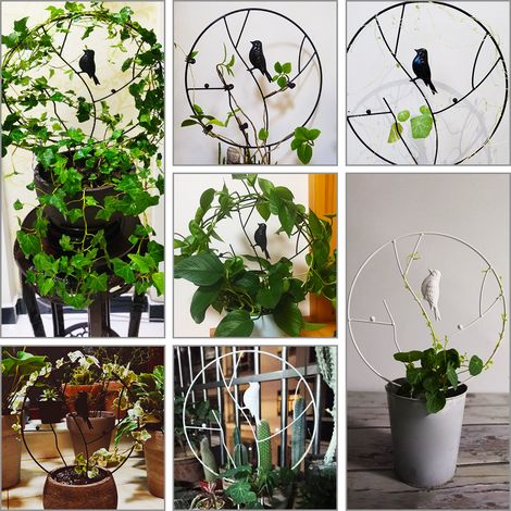 Support pour pot de fleurs en métal blanc, 30 cm, motif tortue en écaille de tortue, lotus doré, vigne grenouille et tortue grimpante. (1/4)