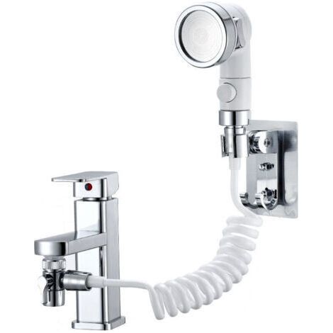 Douchette lavabo, ensemble de douche réglable pour robinet de salle de bain - douchette avec connecteur rapide, tuyau détachable, douchette pour laver les cheveux, le bain des animau (1/4)