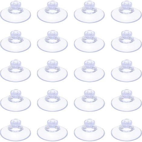 Ventouses 20mm/0,8 Pouce, 20 Pcs de Tampons Ventouses en PVC sans Crochets pour l'Organisation de la Maison, de la Cuisine, de la Salle de Bain, la Décoration, Transparent