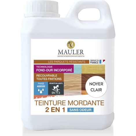 MAULER - Teinture Mordante 2 en 1 - Noyer Clair - 1L - Teinte les Parquets Avant Vitrification - S'utilise sur les Meubles, Jouets, Mobiliers (1/6)
