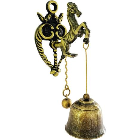 Vintage Metal Doorbell Retro/Classic Magnetic Wind Chimes Decoration for Traders, Wall Door Ornaments Indoor Outdoor Horse-Horse (1/5)