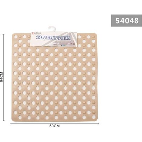 Kaela - Tappeto Tappetino Doccia Antiscivolo Quadrato 50x54cm Vasca Bagno 54048 Beige Scuro -