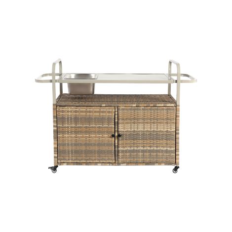 Bar de jardin extérieur, Bar de jardin extérieur avec armários carrinho de serviço para esplanada avec bancada em acier, balde de gelo e rodas avec fecho., meuble extérieur, de...