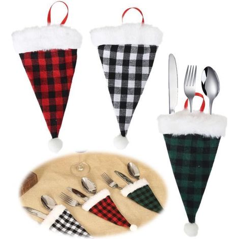 Weihnachtlicher Besteckhalter – Schneemann – aus Vliesstoff – Rot, Grau, Grün – 19 x 11 x 2 cm