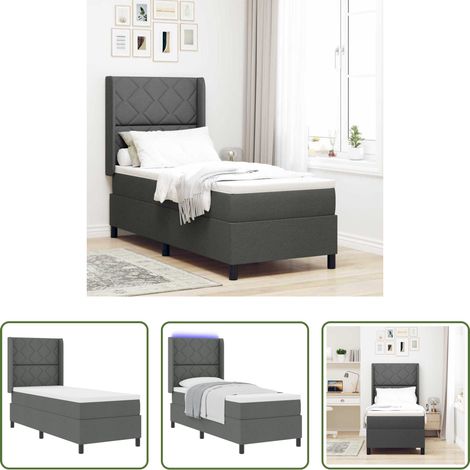 vidaXL Stoffbett - LED Boxspringbett mit Matratze Dunkelgrau 80 x 200 cm Stoff (1/5)