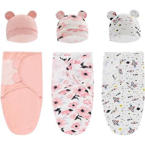 Baby-Puckdecke für Mädchen und Jungen, leicht verstellbar, 3er-Pack Babyschlafsäcke für Neugeborene (groß, 3-6 Monate, rosa)
