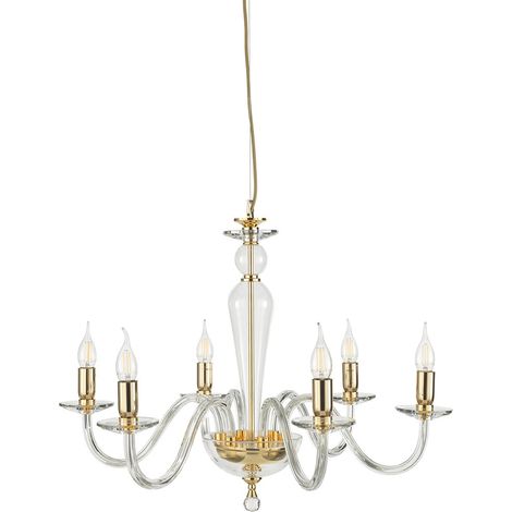 Lustre classique en verre soufflé à 6 lumières Pagan 6 - Or (1/2)