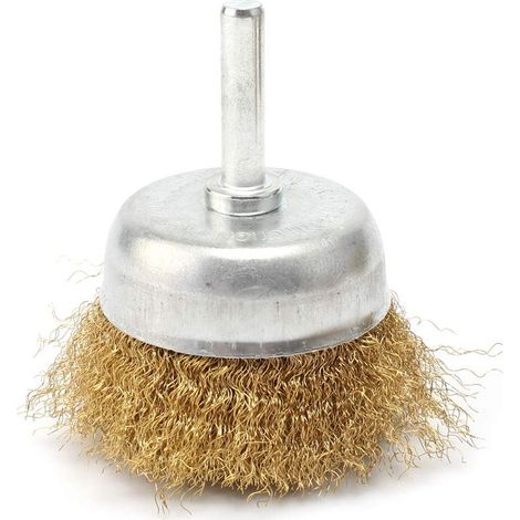 Brosse coupelle en fil de laiton ondulé — Un outil de polissage pour le dérouillage, le nettoyage et le polissage de surfaces. (1/5)