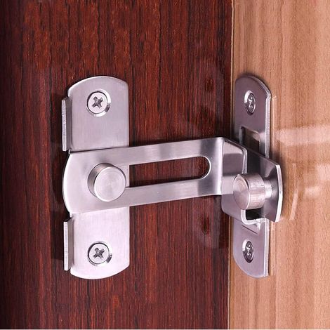 Verrou de porte à angle droit MING 90°, verrou à boucle, verrou à came pour porte et fenêtre coulissante, verrou à barre, verrou de porte de grange, loquet coulissant (1/3)
