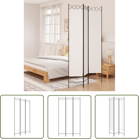 The Living Store Cloison de séparation 3 panneaux Blanc 120x220 cm Tissu - Cloison De Séparation - Écran De Confidentialité - Séparateur De Pièce - Mur D'intimité - Décoration Murale (1/5)