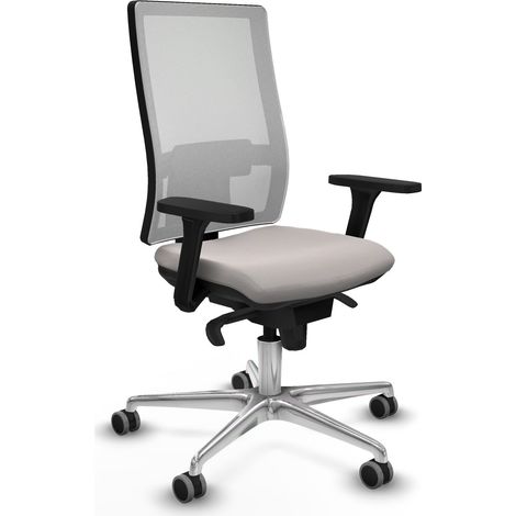 Horna sincro malla blanca similpiel blanco brazos 3D base aluminio  ruedas 65mm engomadas