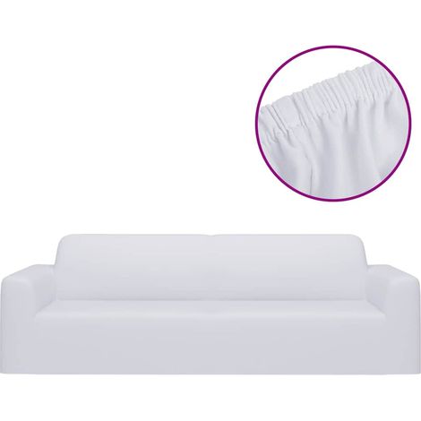 Maison Exclusive - Fodera Elasticizzata Divano 3 Posti in Jersey Poliestere Bianco (1/5)