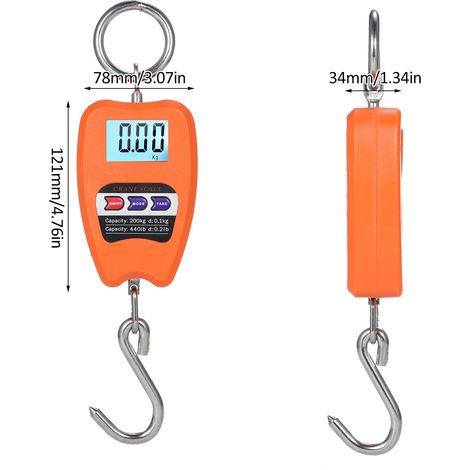 440lb Digital Hanging Scale with Accurate Sensors Handheld 200Kg Mini Crane Scale with Hooks for Farm Hunting Fishing Outdoor Farm Large Luggage (1/5)