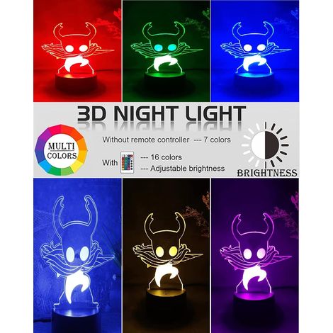Articles de fête du Nouvel An Wekity 2022 : Lampes 3D personnalisées Hollow Knight, veilleuses néon LED RGB, jouets d'anniversaire pour les amis, chambre d'enfant, éclairage LED