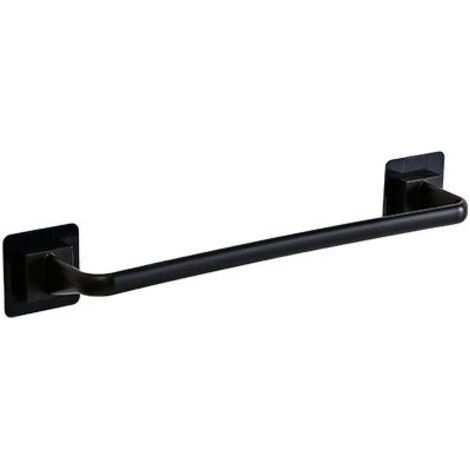 BUNTHAUS Porte-serviettes en plastique simple, porte-serviettes à poinçon gratuit, support de rangement, porte-serviettes(Section longue - noir) (1/5)