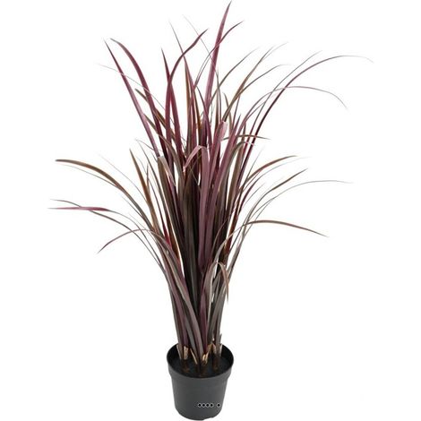 Herbe large artificielle Cordyline en pot H 90 cm D 50 cm anti UV Bordeaux - couleur: Bordeaux (1/3)
