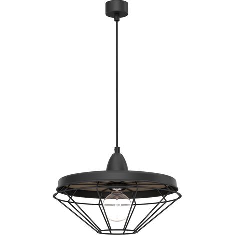 Suspension cage loft noire métal Alkaba Shilo E27 20W (1/3)