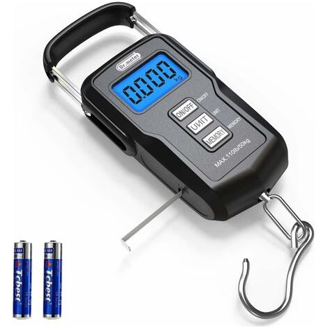 Balance de pêche, Dr.meter 110lb/50kg Balance numérique à suspendre avec fonction de stockage et comparaison numérique, écran LCD rétro-éclairé (1/5)