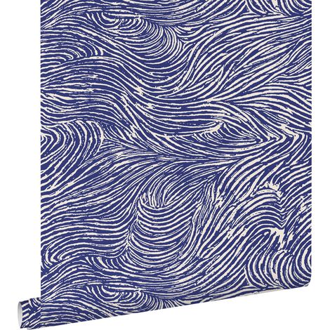 papier peint 3D motif nuages bleu foncé  - ESTAhome
