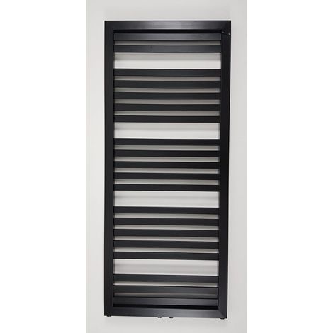Radiateur sèche-serviettes eau chaude design KLEA 128 x 54 cm noir mat (1/5)