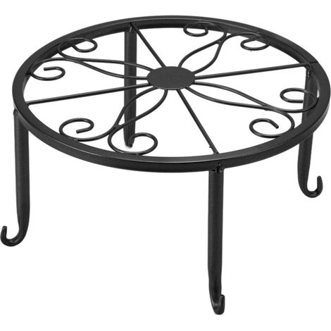 Support de Plante en Fer Simple Étagère Basse pour Pot de Fleurs Salon Balcon Noir 22x22x12cm